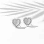 Grey Heart Halo Stud Earrings GWE -93