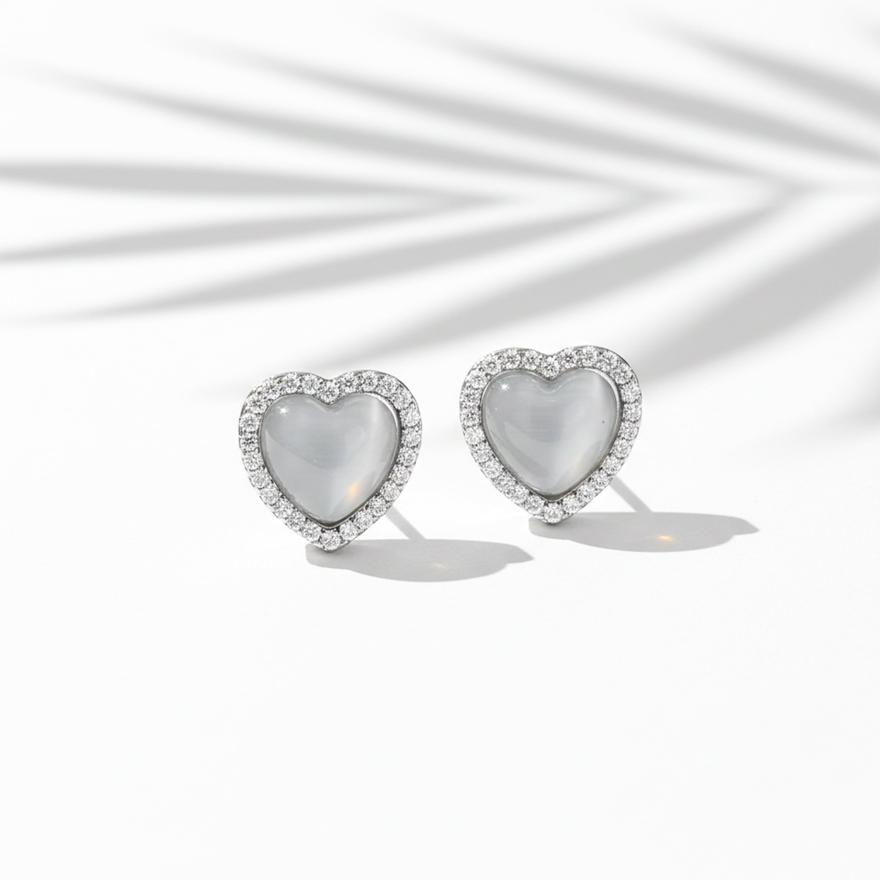 Grey Heart Halo Stud Earrings GWE -93