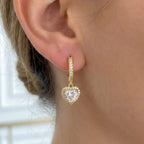 Crystal Heart Drop Hoop Earrings GWE -76