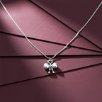 Silver Pearl Bow Heart Pendant Necklace GWN -52
