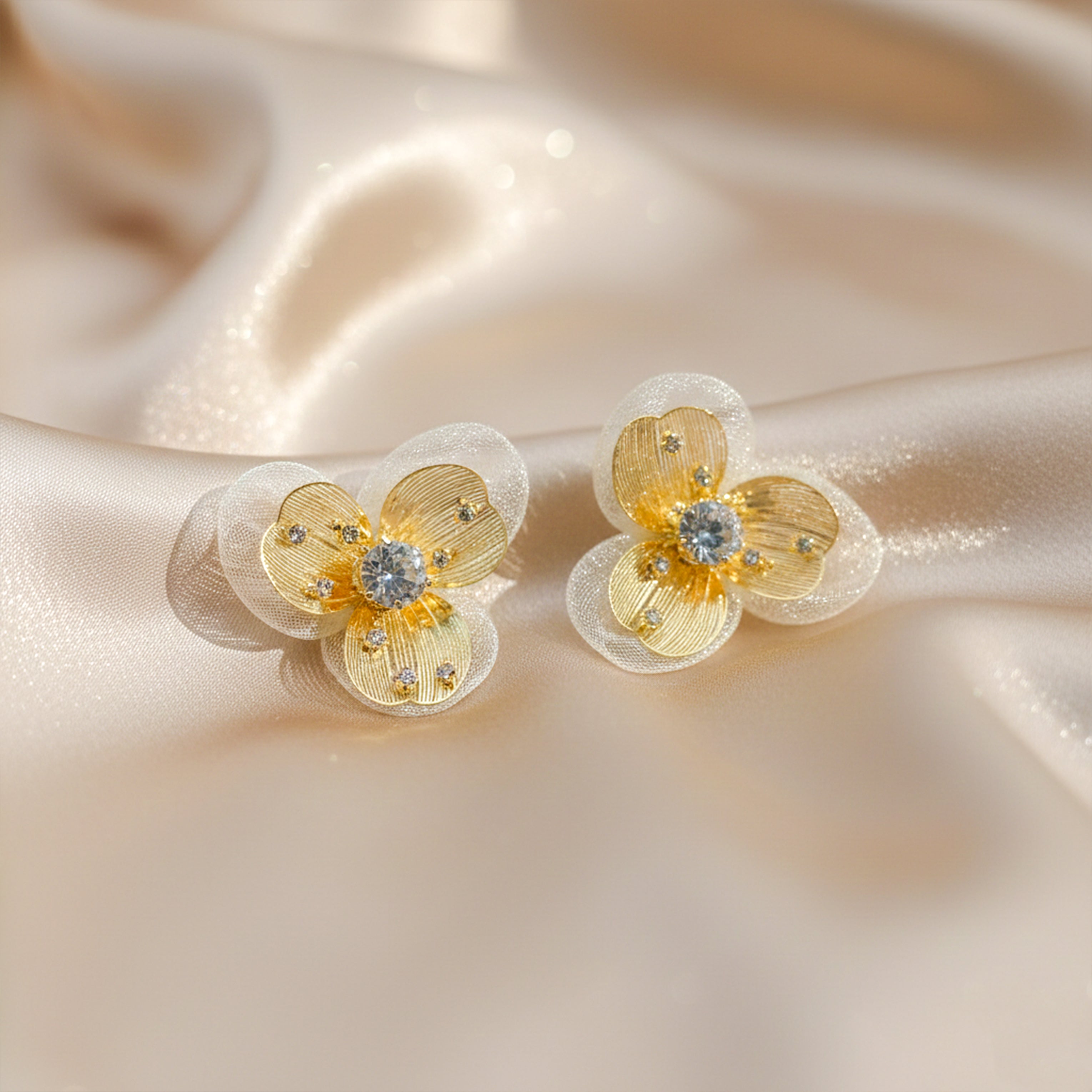 Golden Sheer Blossom Stud Earrings GWE -169