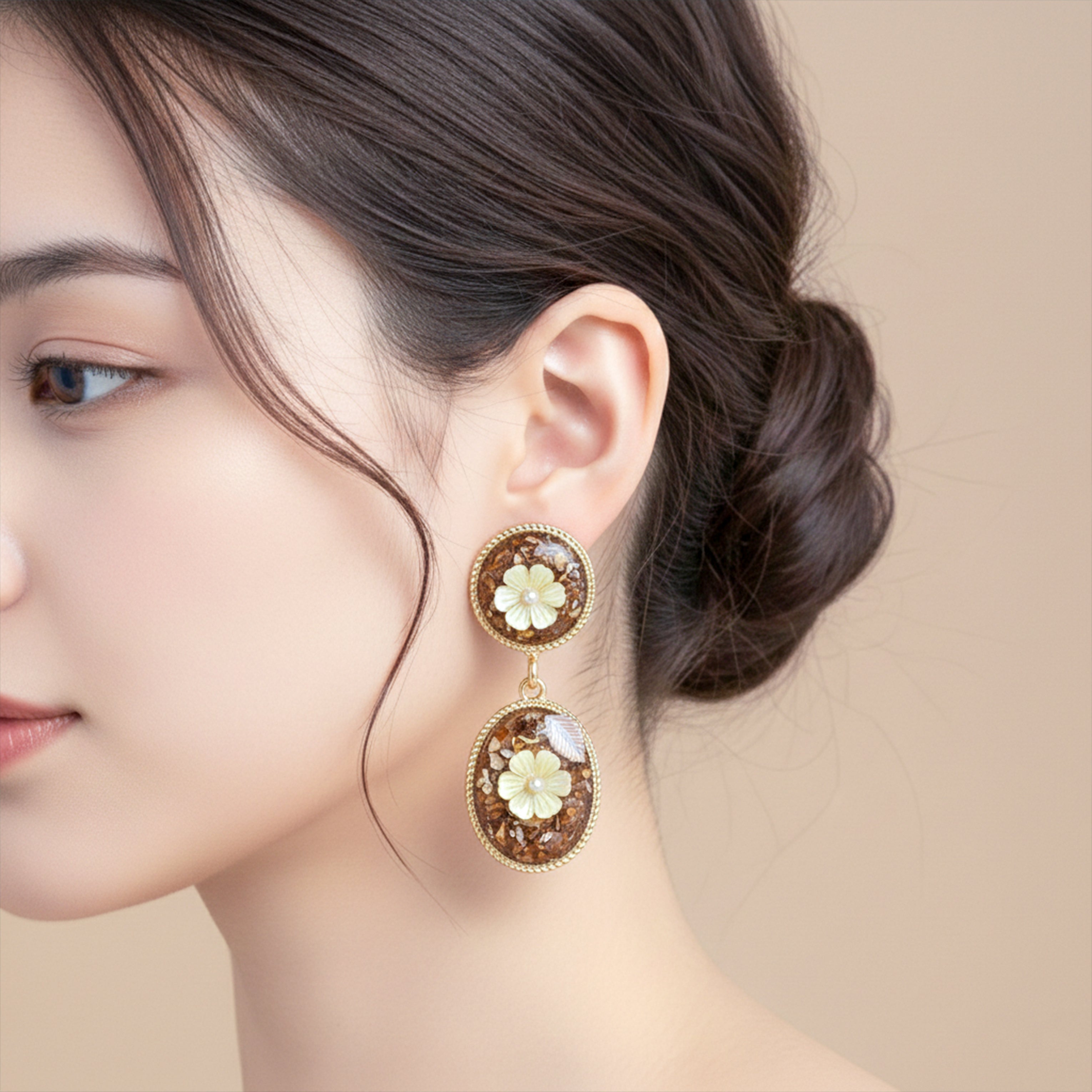 Golden Floral Earrings GWE -246