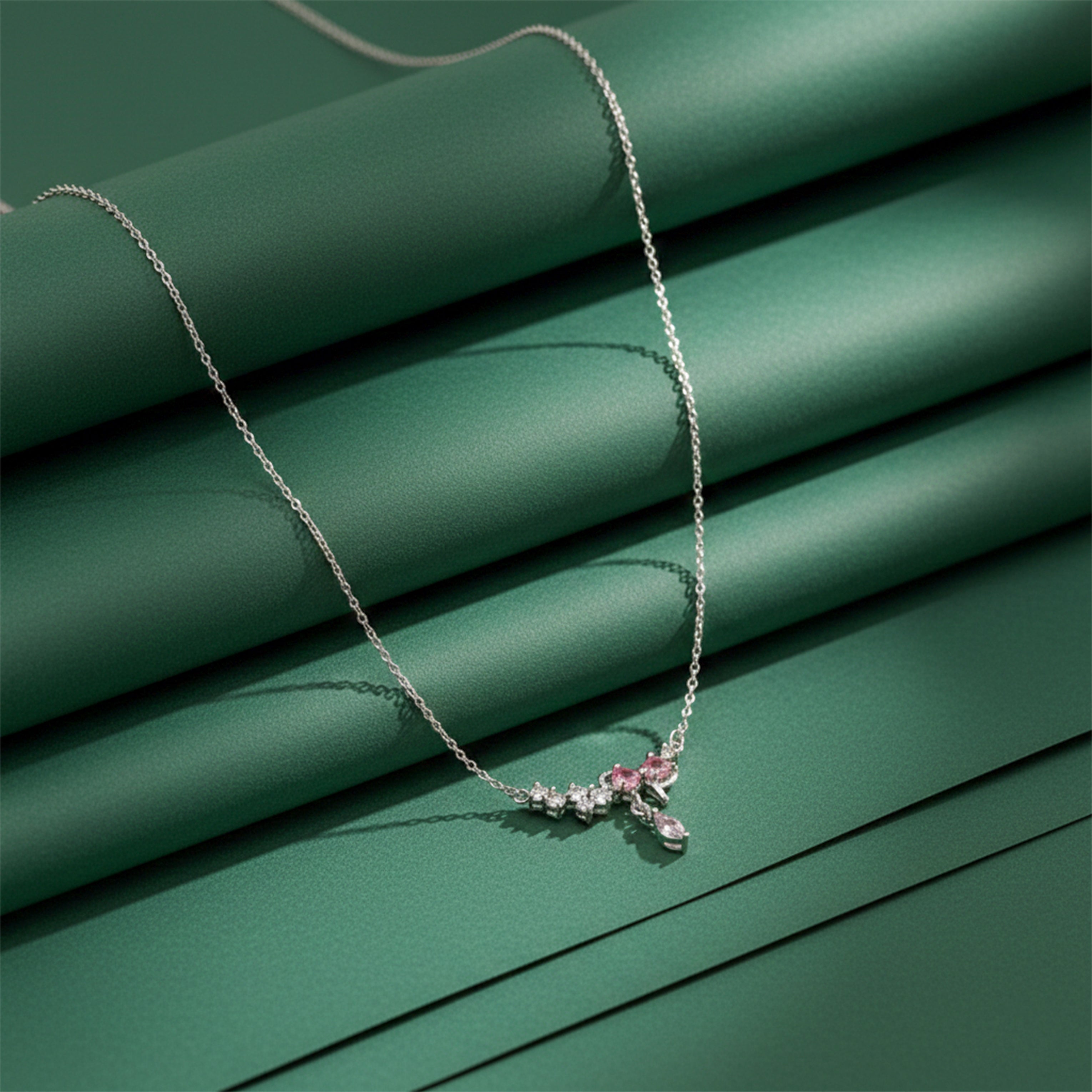 Silver-Tone Dainty Floral Women  Necklace GWN -130