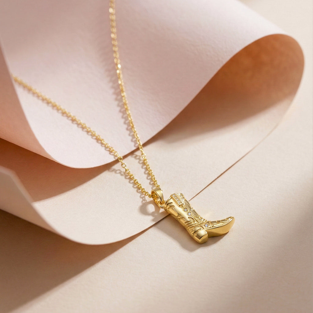 Gold Cowboy Boot Charm Women Necklace GWN -156