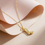 Gold Cowboy Boot Charm Women Necklace GWN -156