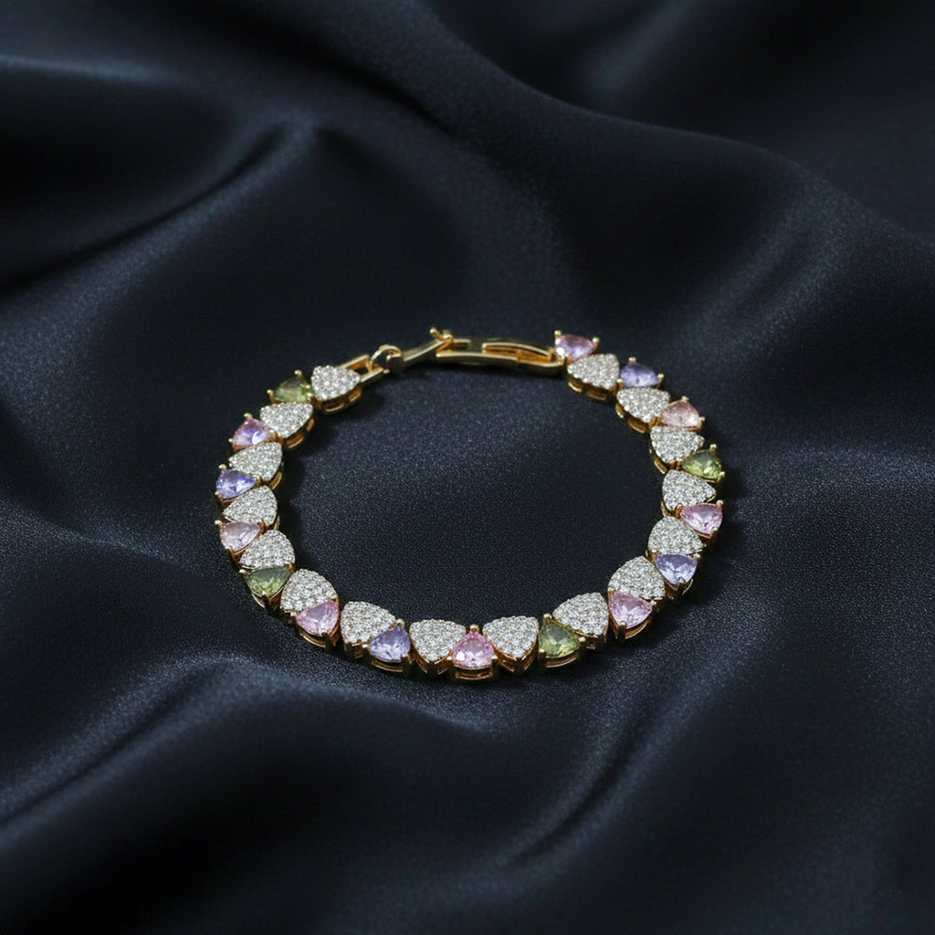 Gold Multi-Color Heart Bracelet GWB -150
