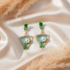 Emerald Rose Pearl Drop Earrings GWE -220
