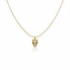 Golden Panther Head Pendant Necklace with Green Eyes GWN -96
