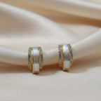 Mother-of-Pearl Crystal Hoop Earrings GWE -158