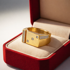 Men’s Gold-Tone Geometric Studded Ring GMR -17