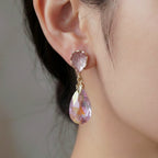 Pink Crystal Drop Earrings GWE -189