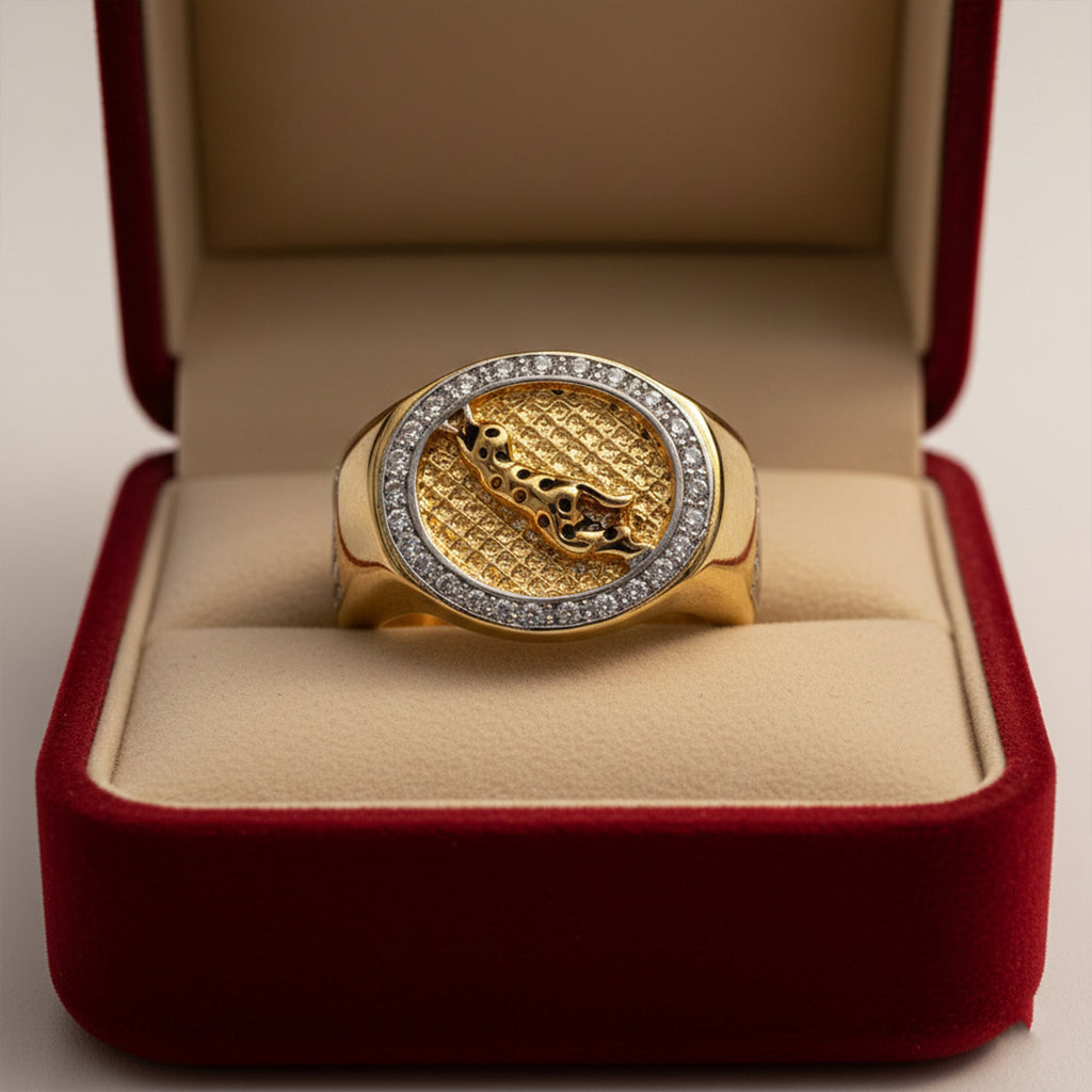 Men’s Gold-Tone Leopard Statement Ring GMR -20
