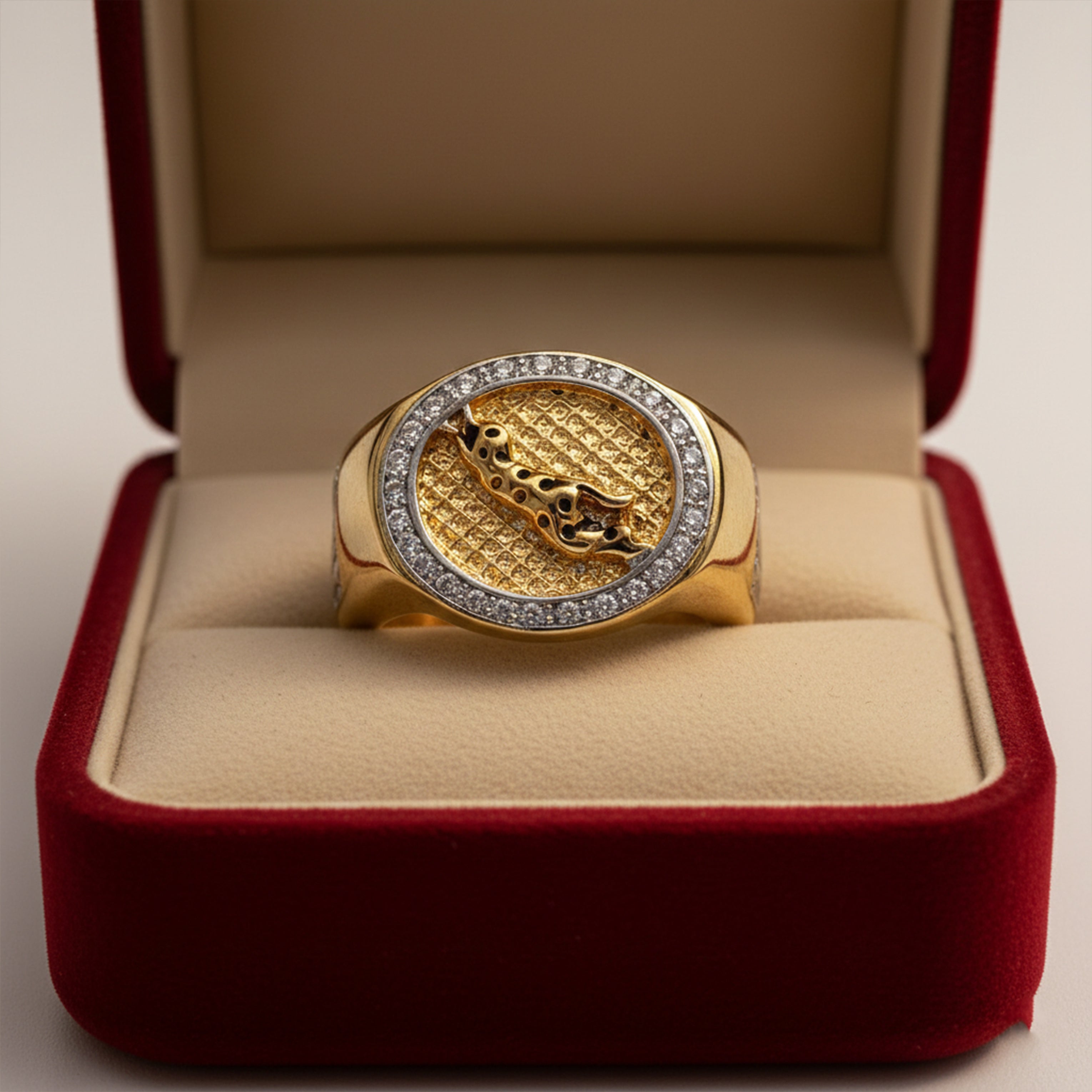 Men’s Gold-Tone Leopard Statement Ring GMR -20