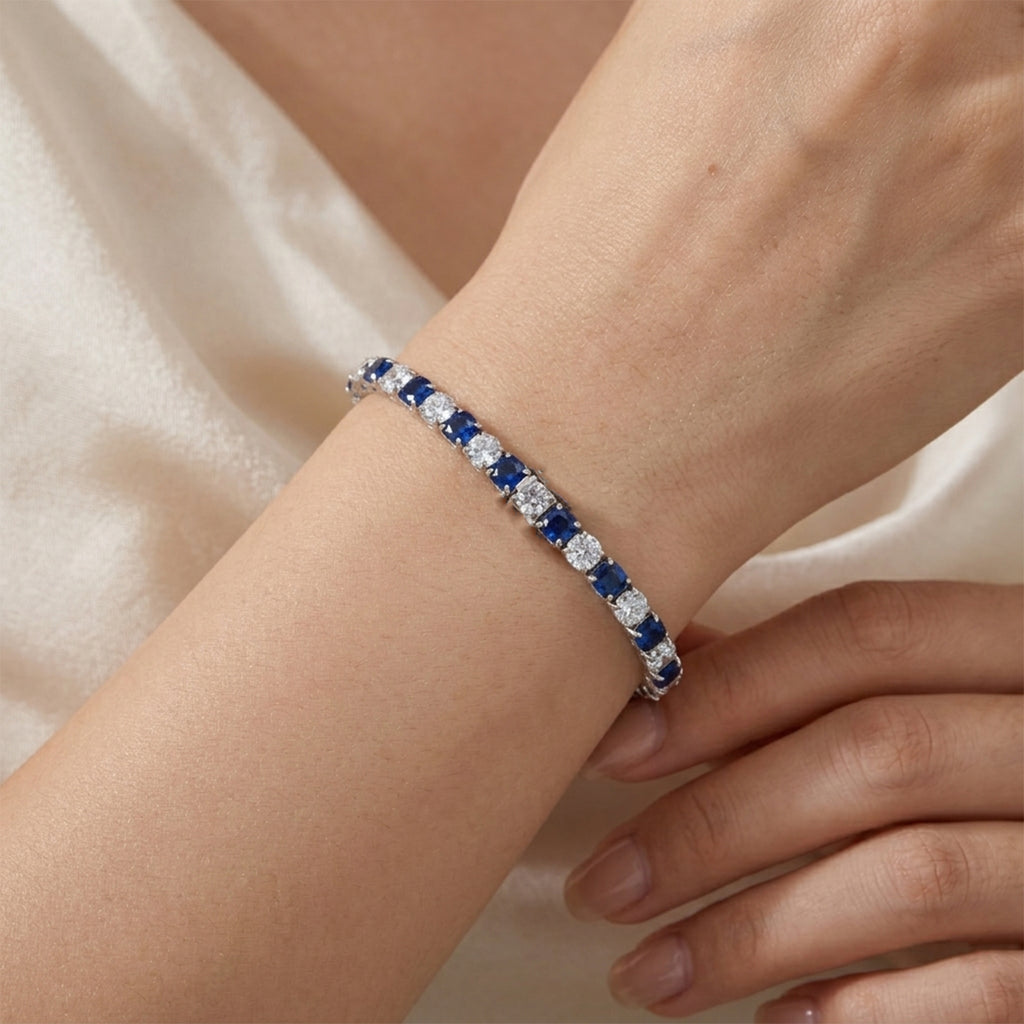 Blue & White Crystal Tennis Bracelet GWB -71