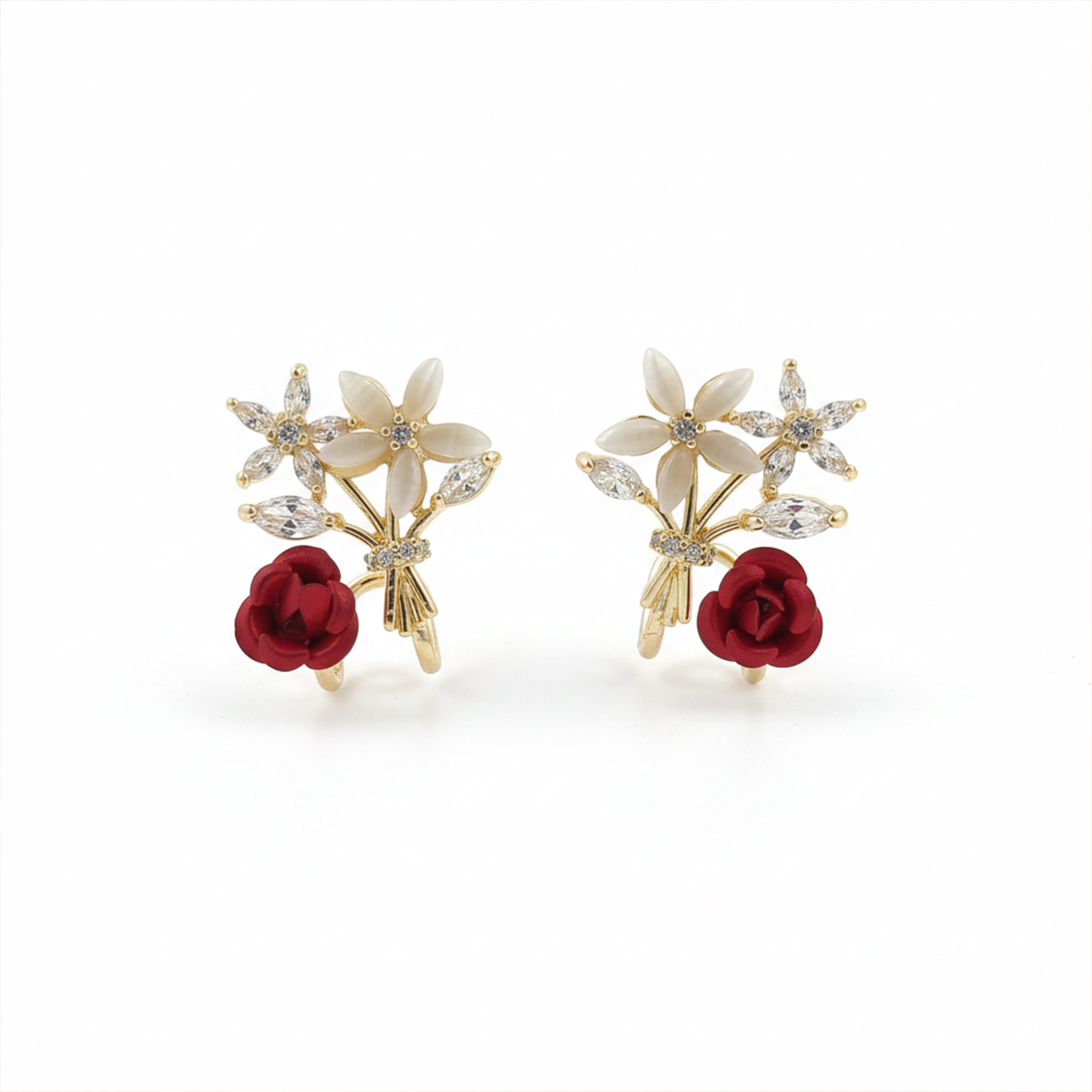 Floral Bouquet Crystal Stud Earrings GWE -145