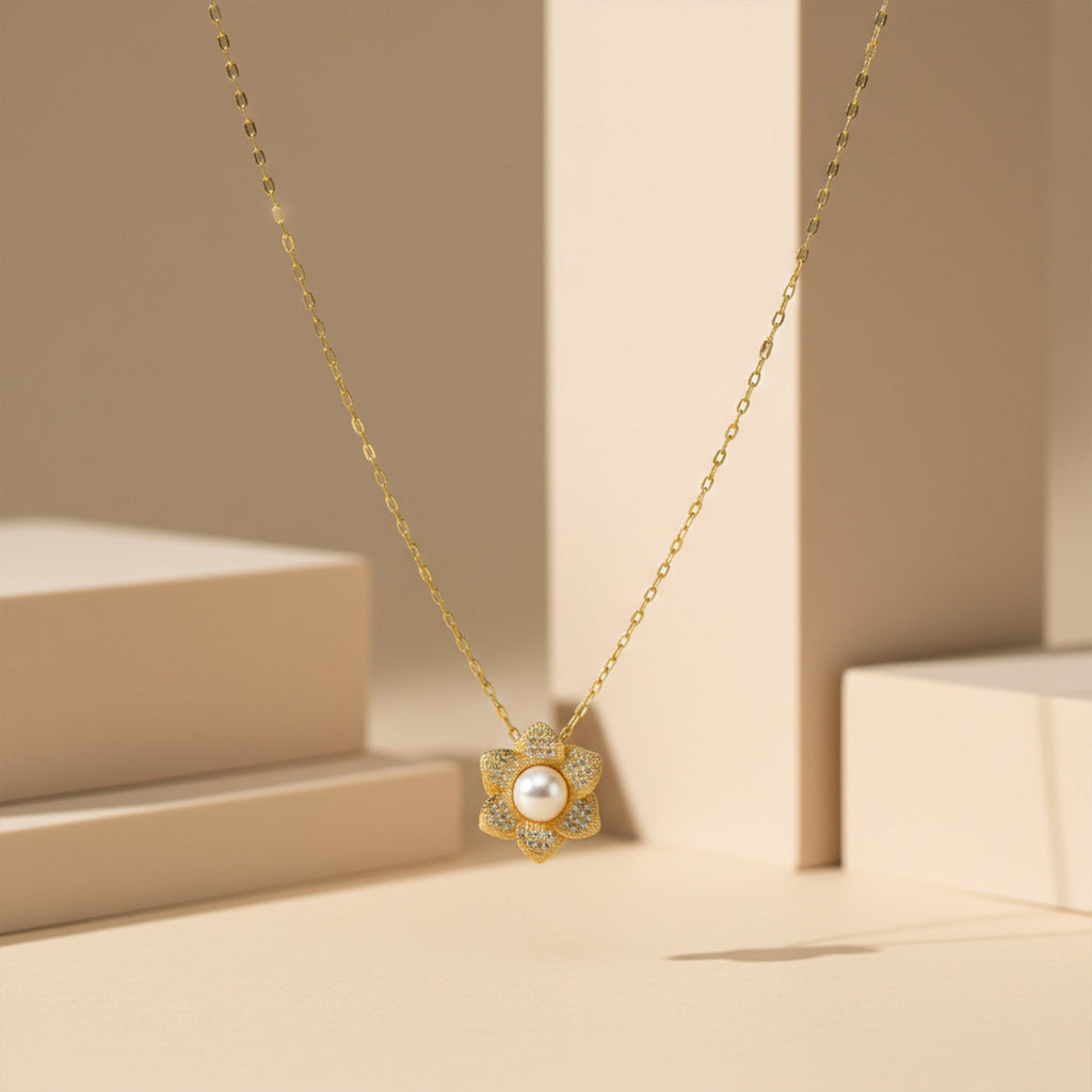 Golden Floral Necklace GWN -40