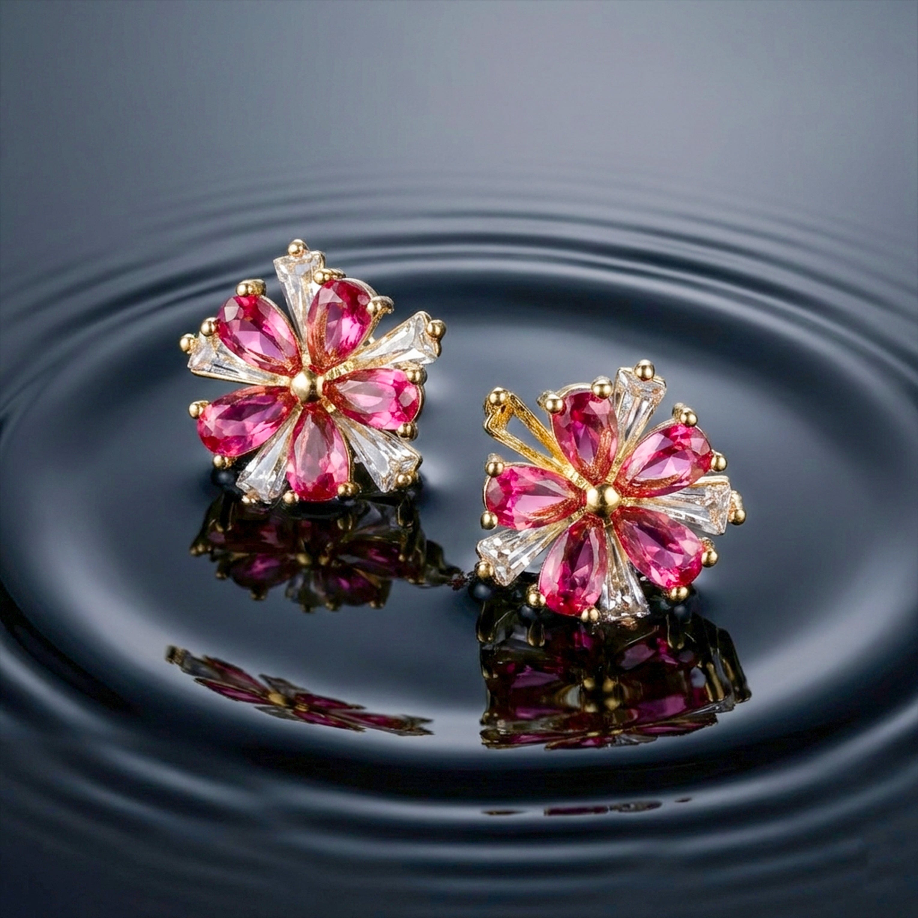 Crystal Flower Stud Earrings GWE -160