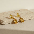 Yellow Floral Crystal Earrings GWE -245