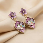 Purple Floral Earrings GWE -180