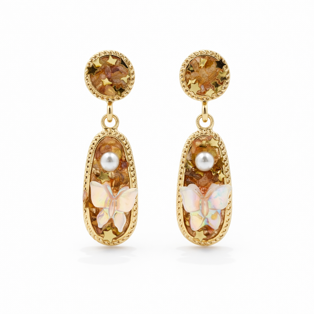 Gold Tone Butterfly Earrings GWE -213