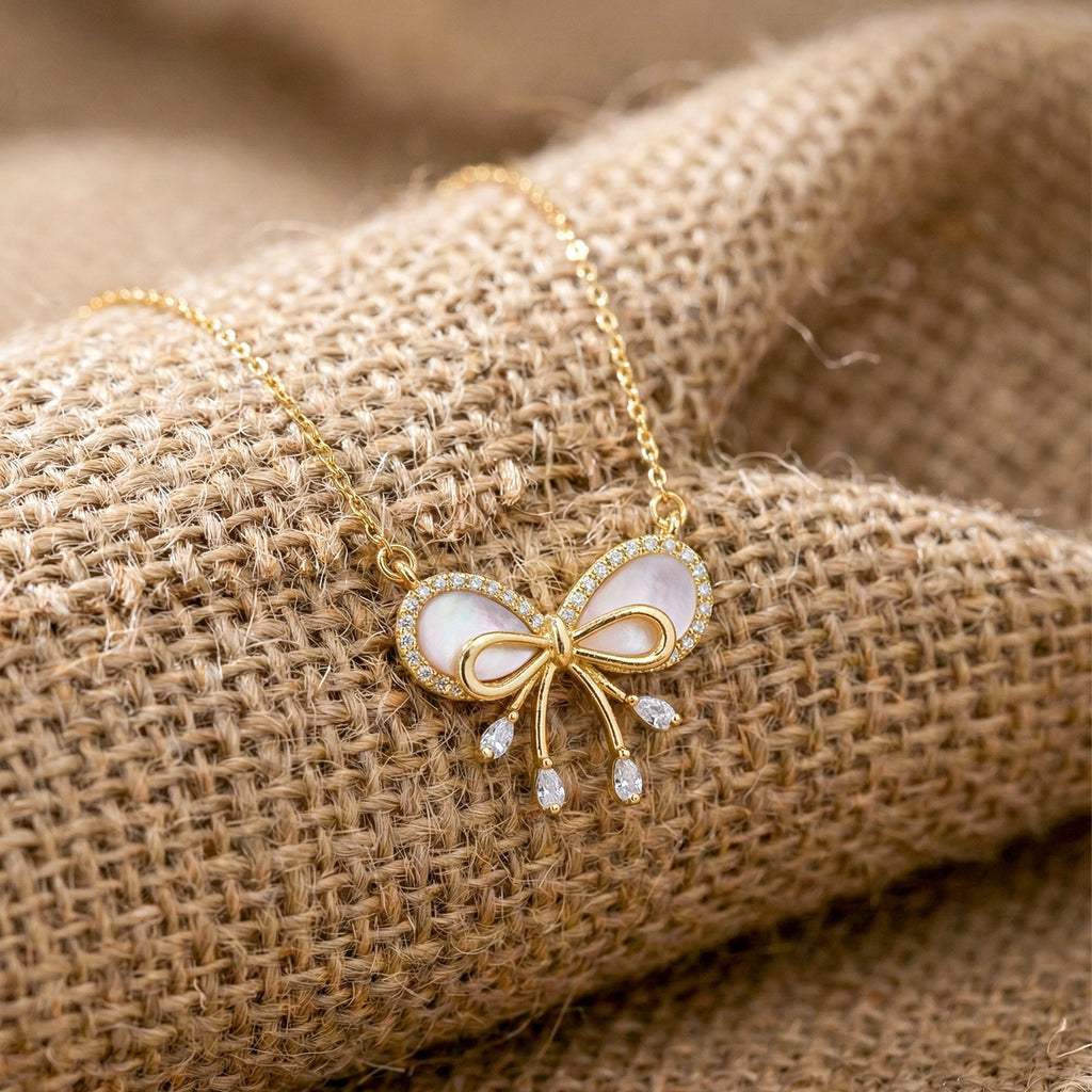 Gold Coquette Bow Women Necklace GWN -154