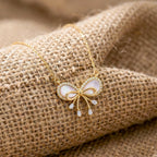 Gold Coquette Bow Women Necklace GWN -154