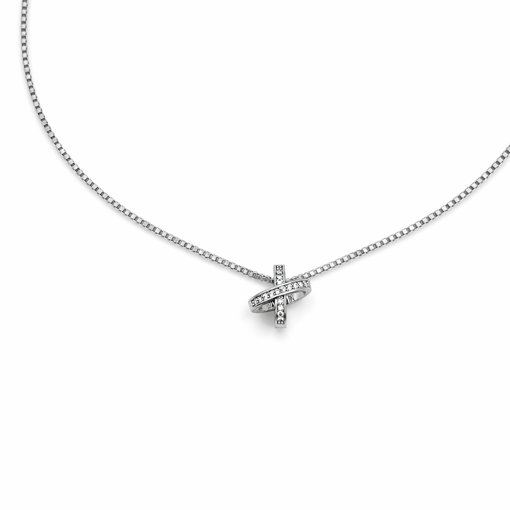 Silver Interlock Spark Pendant Necklace GWN -60