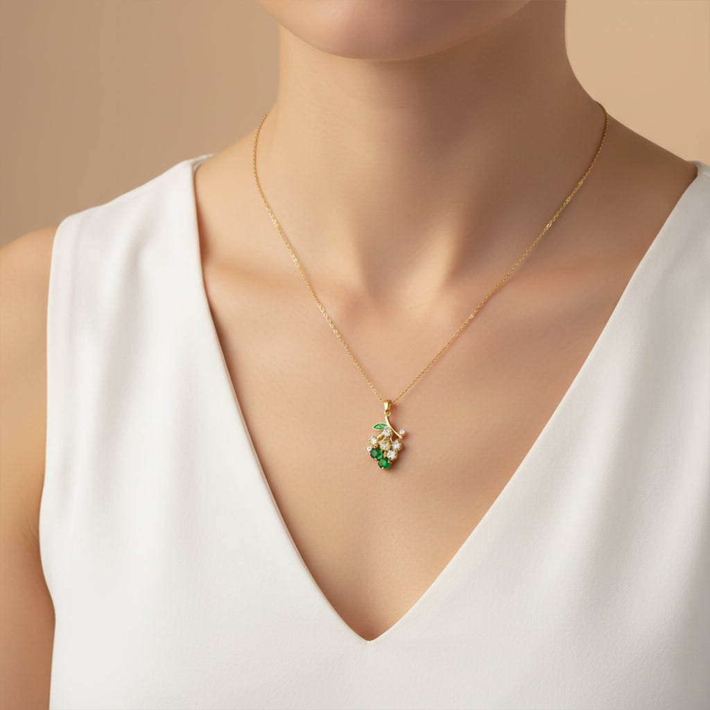 Emerald Grape Charm Pendant Necklace GWN -111