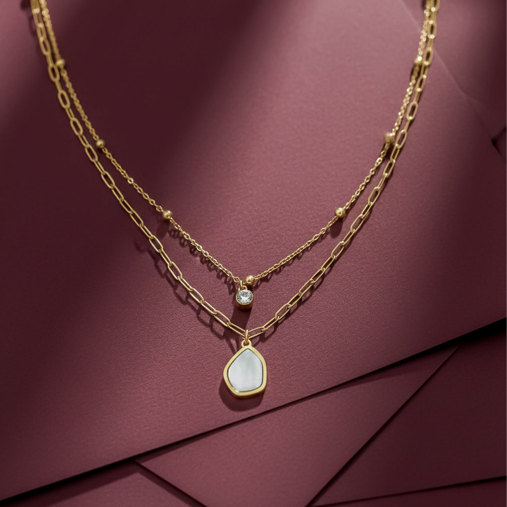Gold Layered Paperclip Chain Women Necklace GWN -131