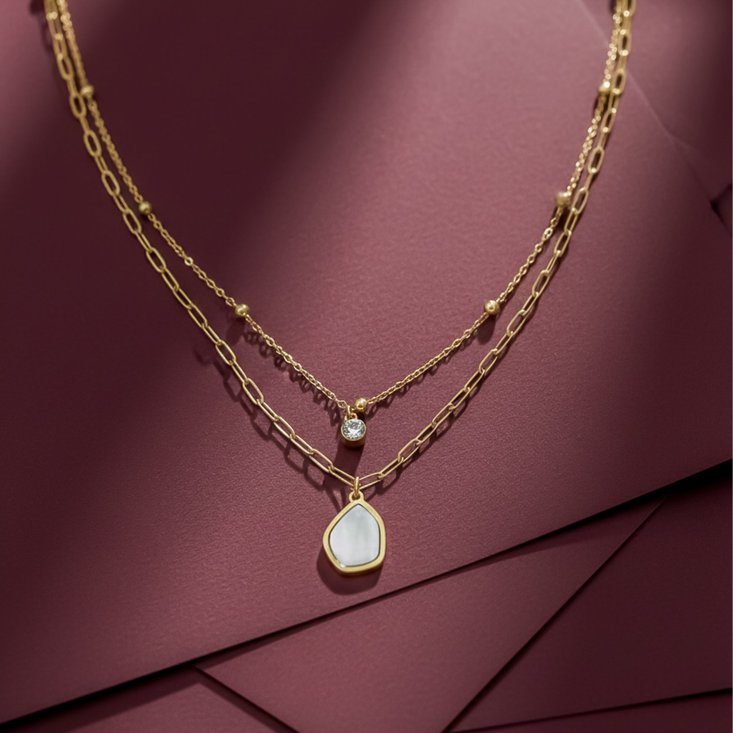 Gold Layered Paperclip Chain Women Necklace GWN -131