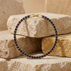 Navy Blue Gold Tennis Bracelet GWB -75