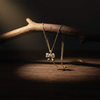 Crystal Bow Drop Gold Necklace GWN -136