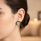 Emerald Wreath Bow Stud Earrings GWE -118
