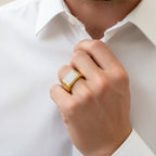 Men’s Gold-Tone Silver Textured Ring GMR -22
