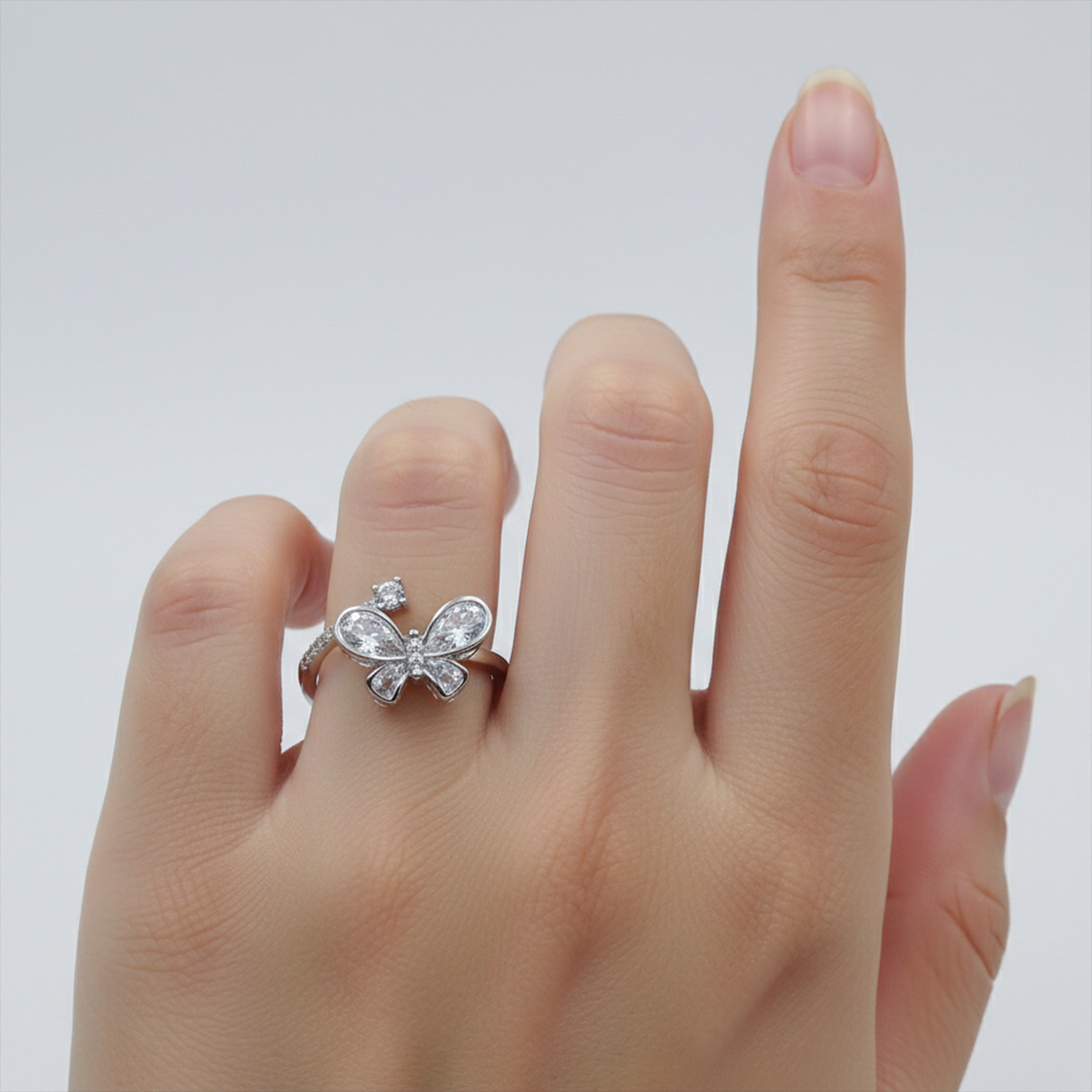 Crystal Butterfly Open Ring GWR -32