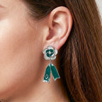 Emerald Silver Bloom Drop Earrings GWE -62