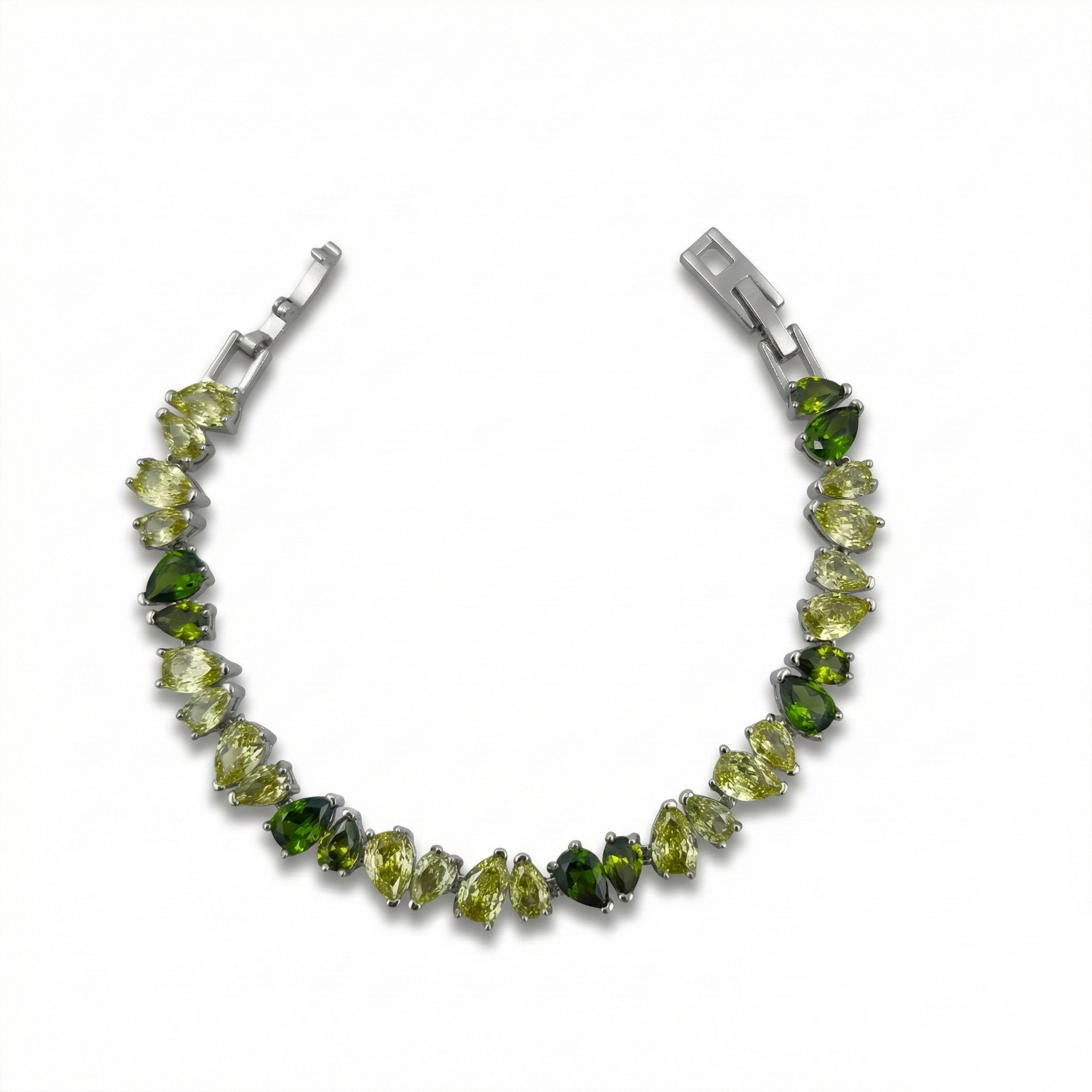 Silver Green Tennis Bracelet GWB -151