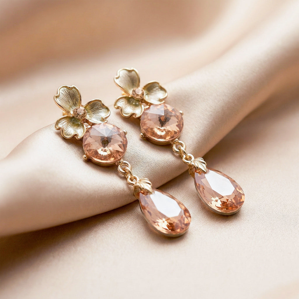 Peach Crystal Earrings GWE -192