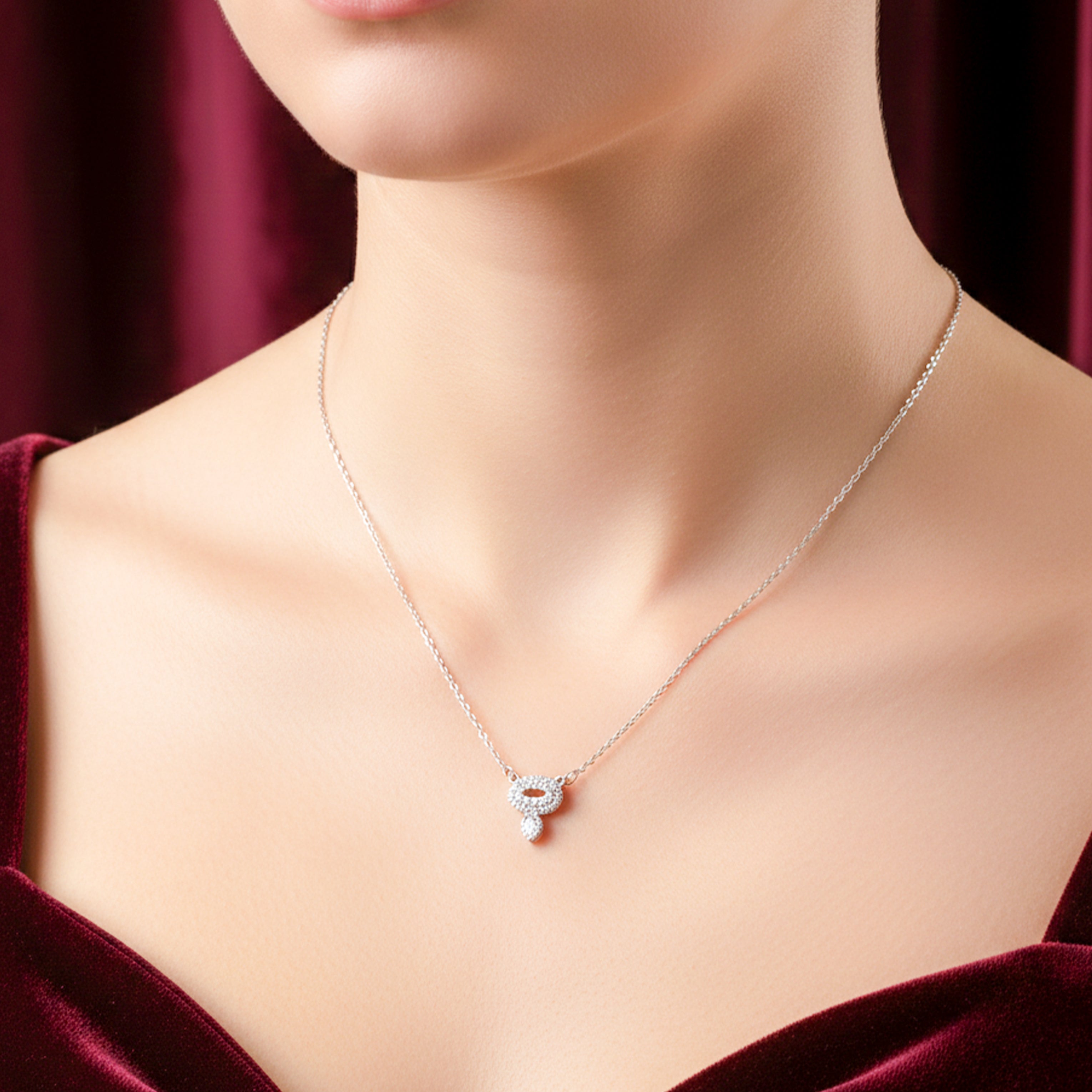 Silver Clover Spark Charm Necklace GWN -56