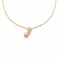 Golden Pearl Drop Charm Necklace GWN -44
