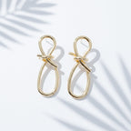 Ribbon Loop Luxe Gold Drop Earrings GWE -56