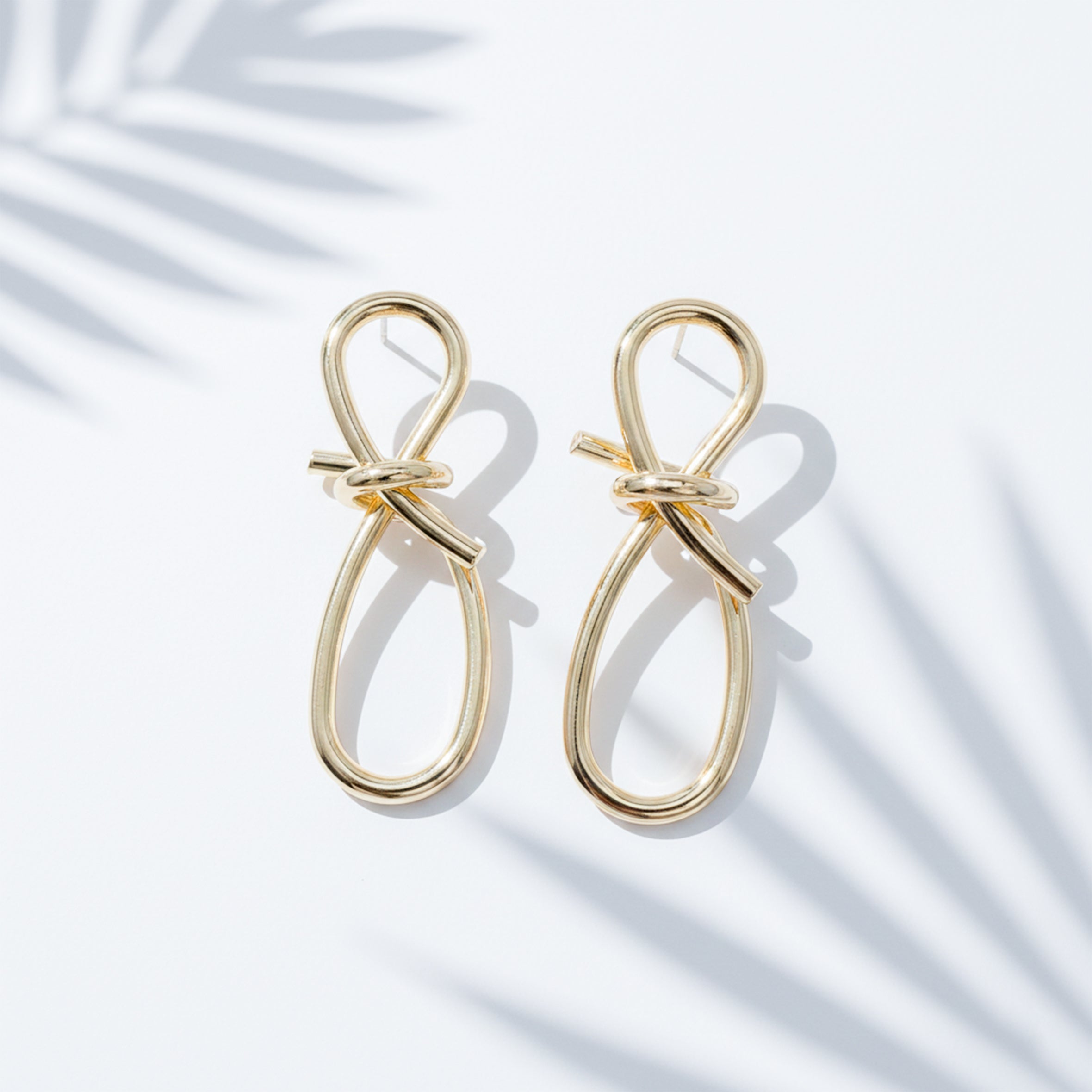 Ribbon Loop Luxe Gold Drop Earrings GWE -56