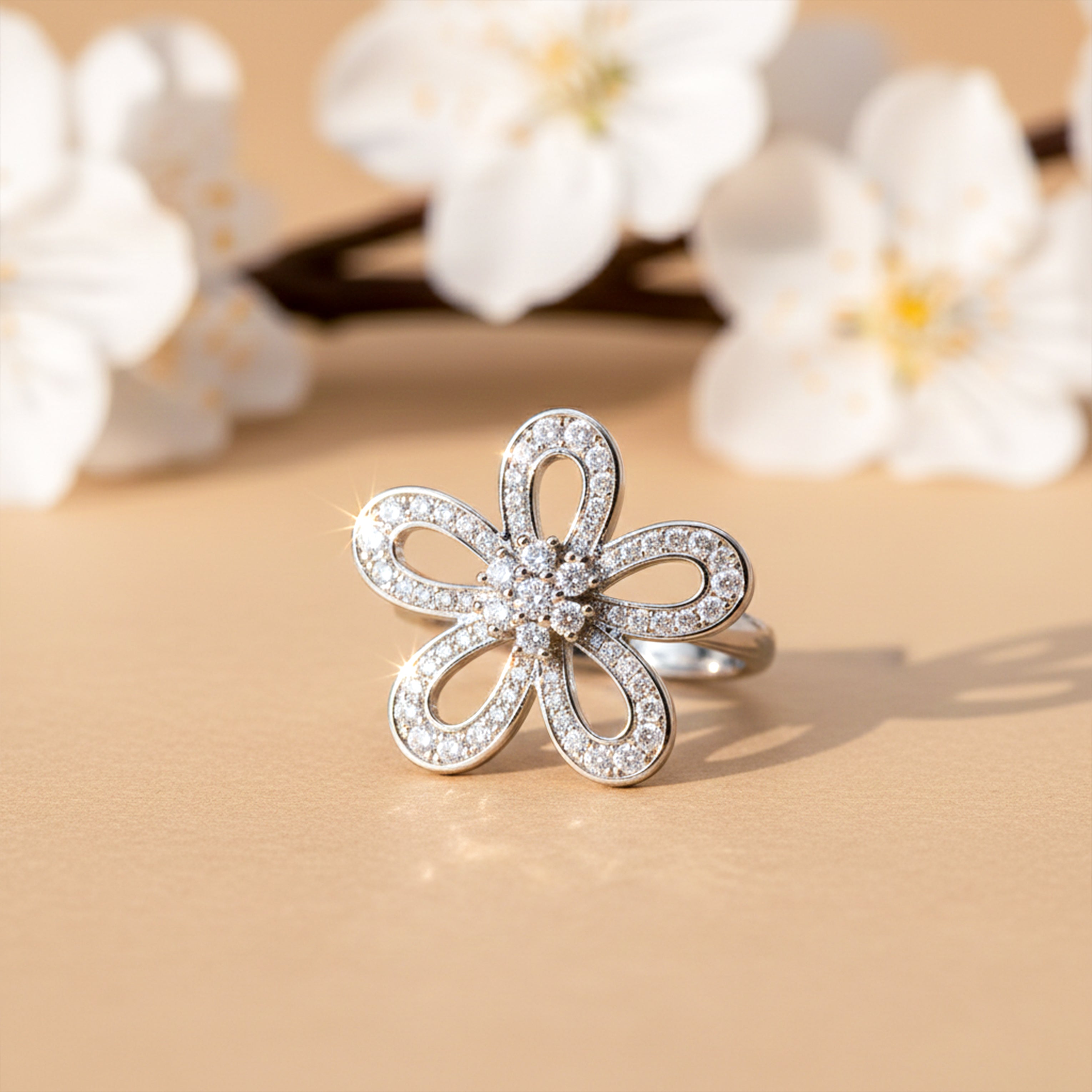 Silver Bloom Sparkle Ring GWR -27