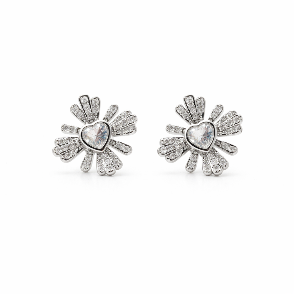Radiant Heart Bloom Studs GWE -104