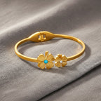 Golden Dual Floral Charm Bracelet GWK -24