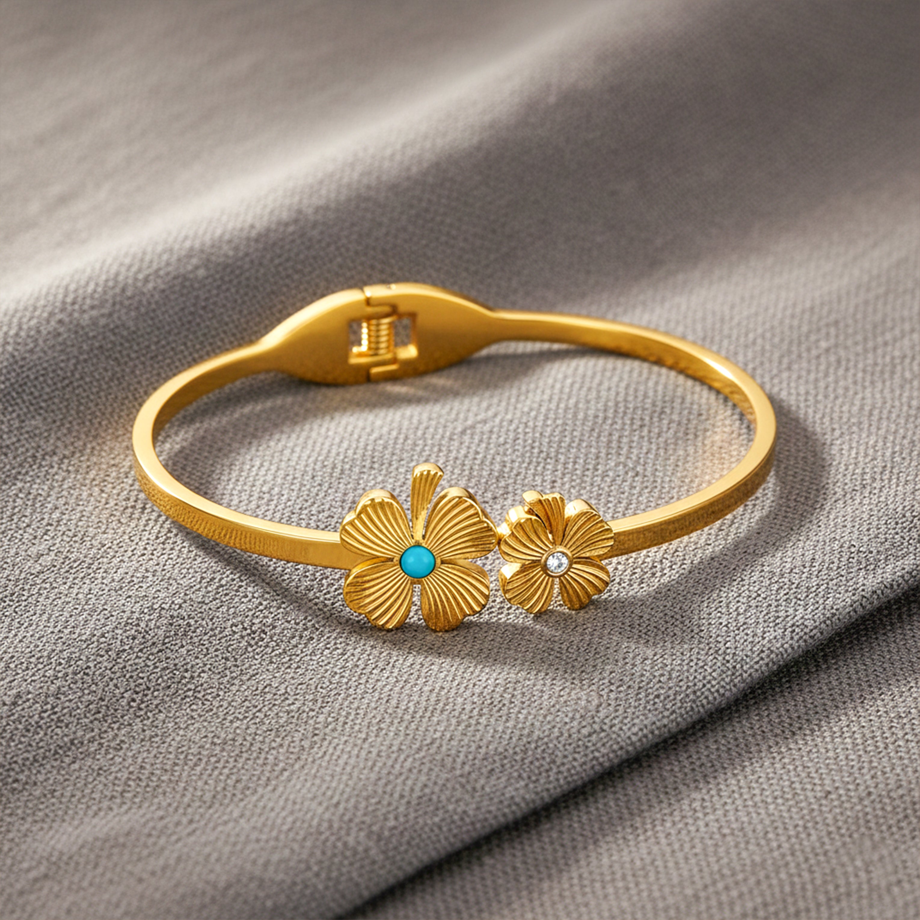 Golden Dual Floral Charm Bracelet GWK -24