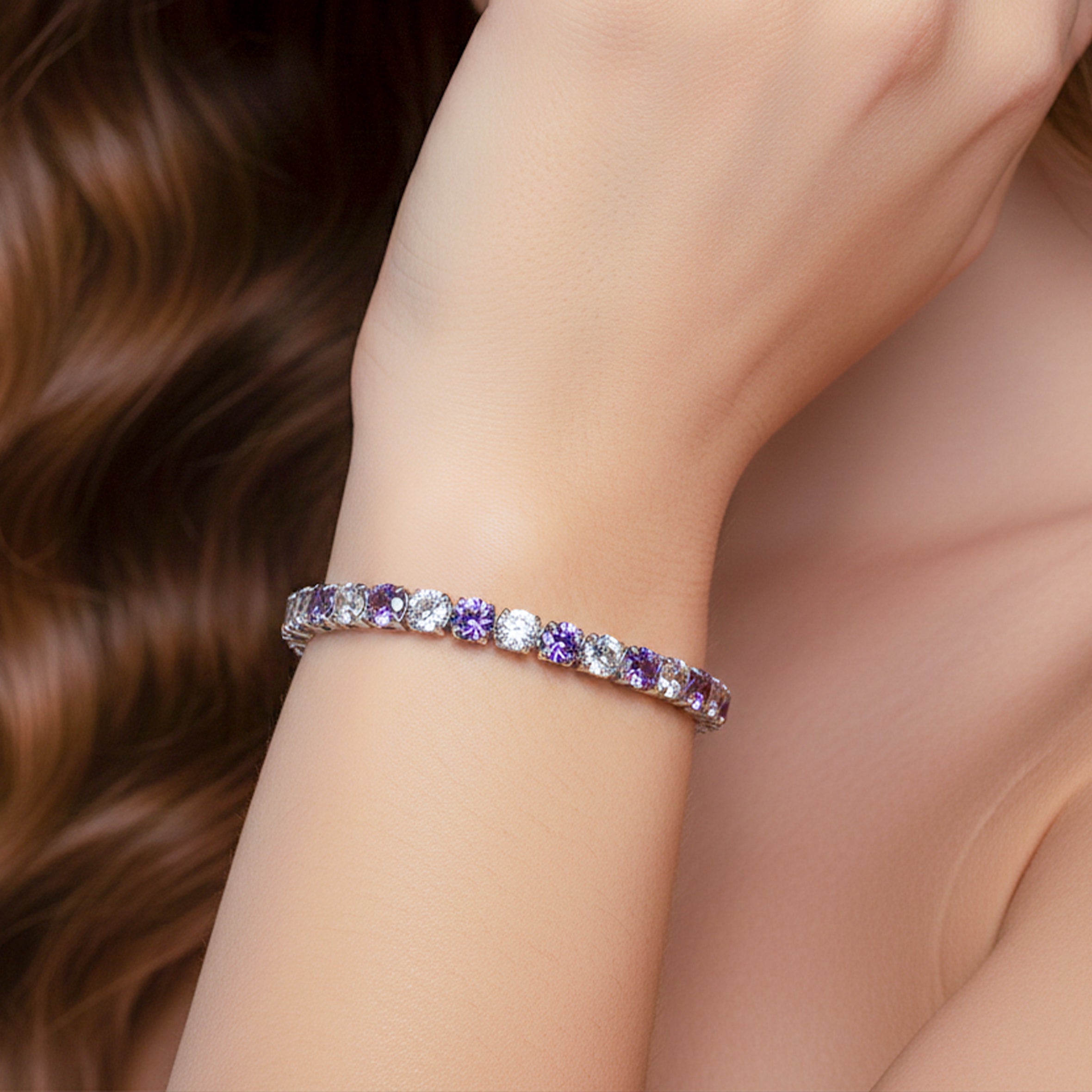 Amethyst & Diamond Tennis Bracelet GWB -60
