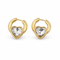Crystal Heart Gold Hoop Earrings GWE -68