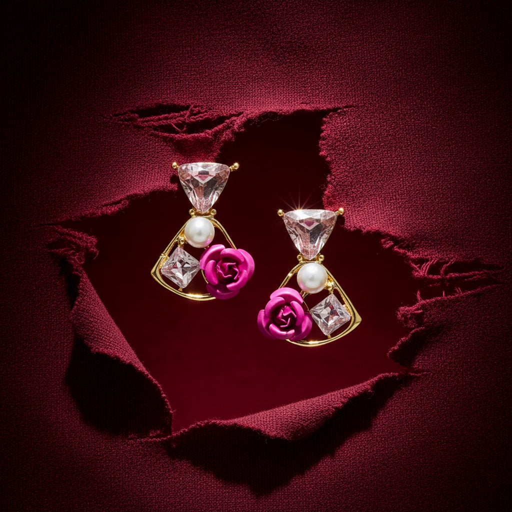 Rose Pearl Stud Earrings GWE -237