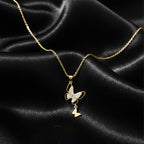 Sparkling Crystal Butterfly Charm Women Necklace GWN -142